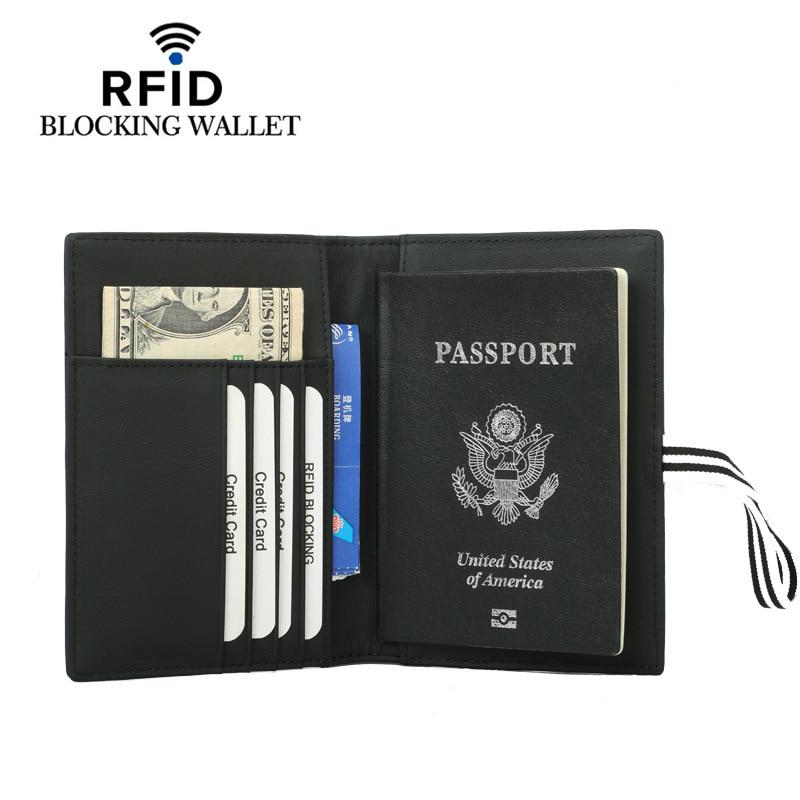 RFID Card Holders Genuine Leather Travel Covers for Passports Map Card Holder Bussiness