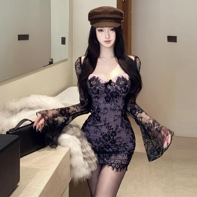 

Женское сексуальное приталенное платье Spice с квадратным вырезом и длинными рукавами L