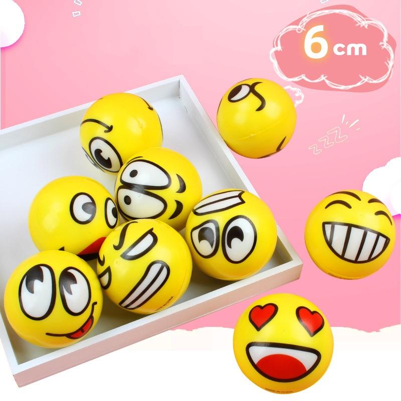 6PCS PU Squeezing Ball Sponge Ball Facial Expression Foam Ball Pinching Stress Relieving Toy Wrist Movement 6.3cm Children's Toy