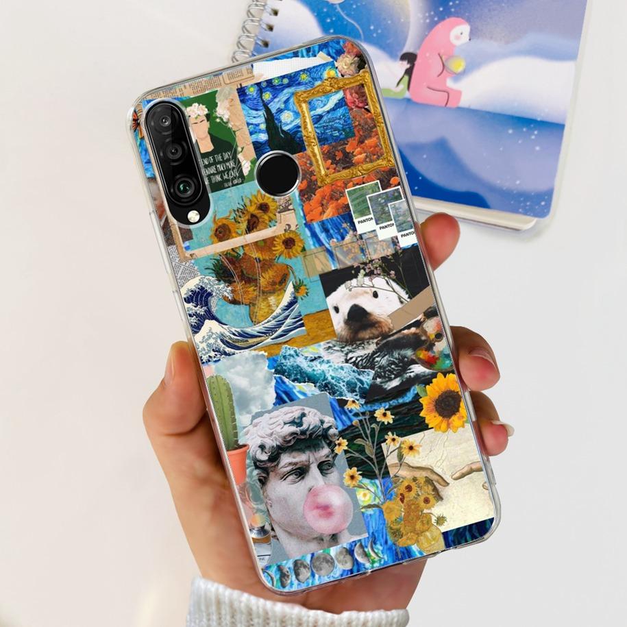 For Huawei P30 Lite Case 2020 Fashion Flower Bumper Soft Silicone Clear Cover For Huawei P30 Lite Pro Fundas P 30 P30Lite Hoesje