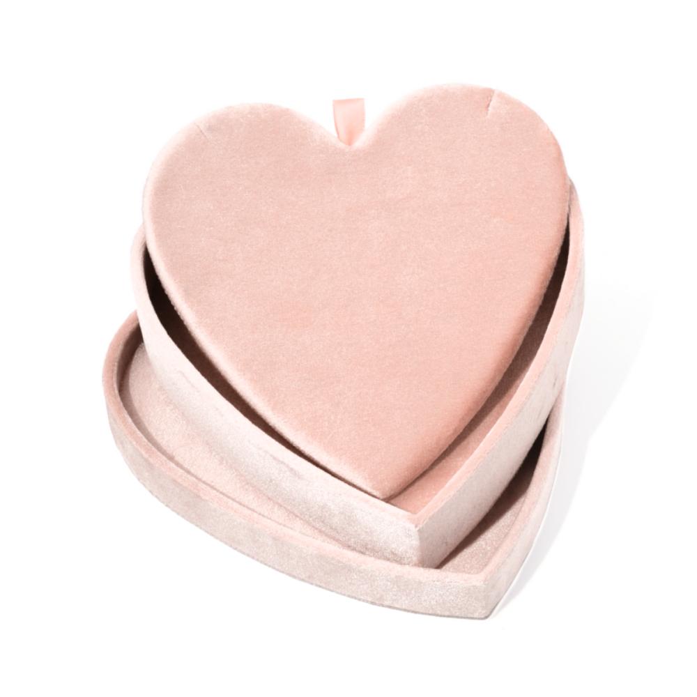 Heart Shaped Velvet Jewelry Box  Custom Logo Luxury Necklaces Earrings Jewelry Storage Box Romantic Wedding Gift Box
