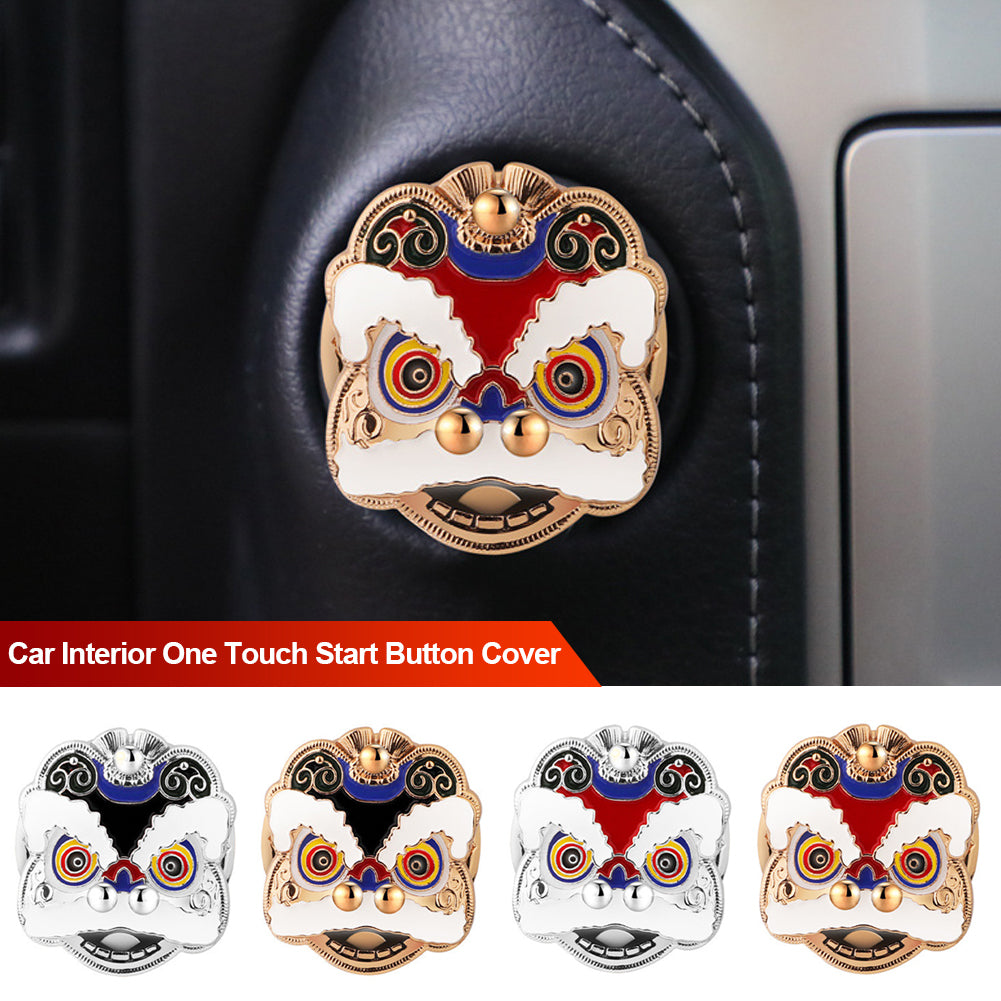Car Chinese Style One Touch Start Button Cover Lucky Lion Engine Ignition Start Decor Sticker Car Universal Interior Accessories