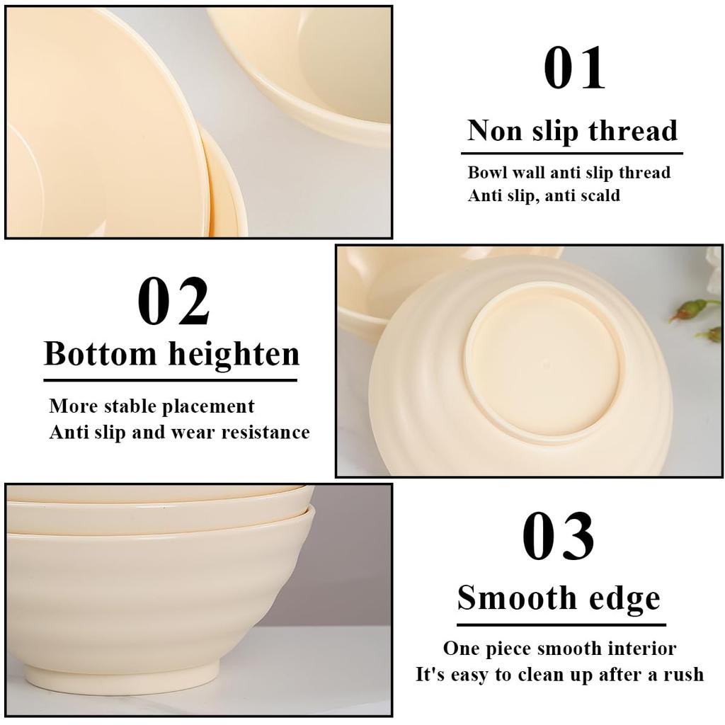 Evanda Bowls, Set of 8, Cheese White, Approx. 750ml Capacity, Unbreakable Dishes and Bowls, PP Plastic, Polypropylene, Perfect for Cereal, Salad,