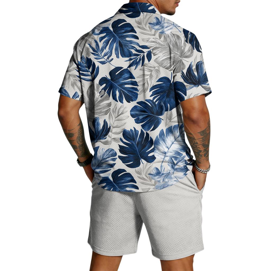 Herren Casual Leichtes Atmungsaktives Kurzarmhemd und Shorts Set