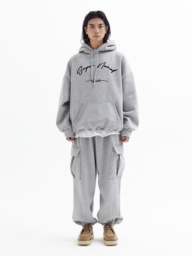 Akesi Balloon Over Cargo Fleece-Lined Jogger Pants Melange Grey