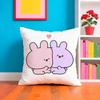 A-Asamimichan Housse de coussin Lapin Mignon Tissu Pelucheux Doux Imprimé Double Face Canapé Cadeau Chaleureux Hiver Housse de Coussin