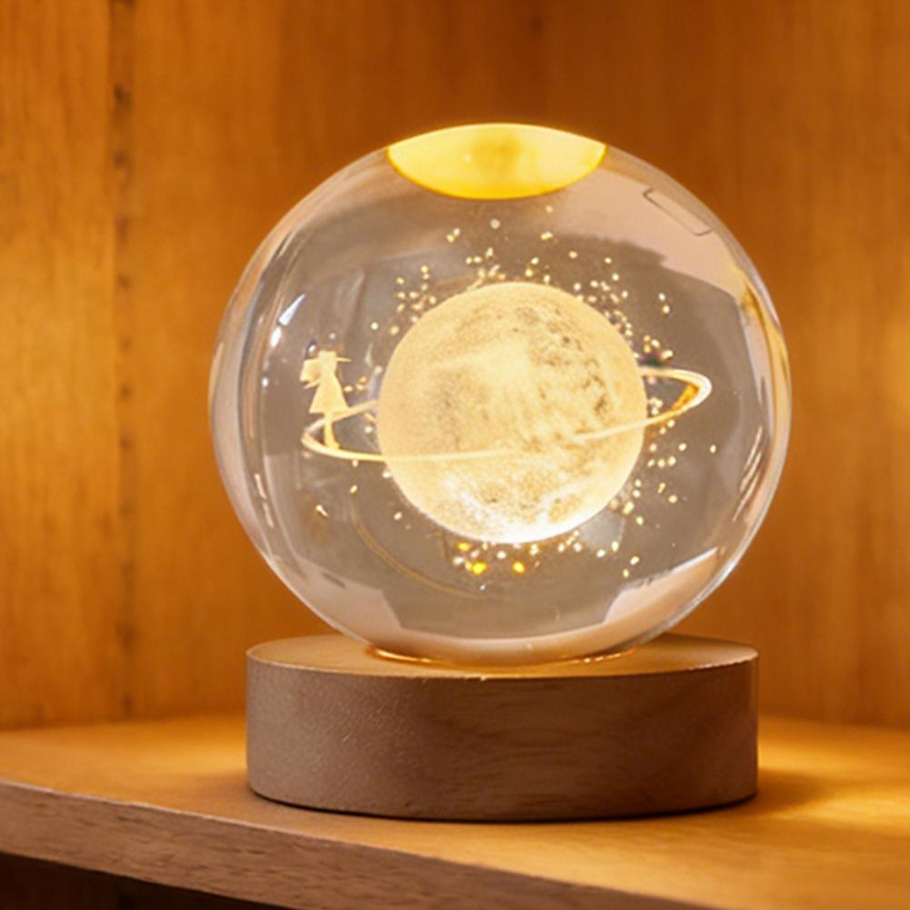 Crystal Ball Night Lights Glowing Planet Astronaut Moon Atmosphere Lamp Tabletop Decorations Kid Gifts home decor