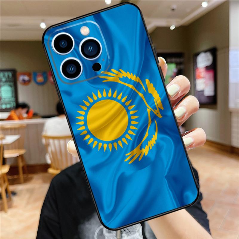 Kazakhstan Flag Case For iPhone 17 Pro Max 16 15 14 11 12 13 Mini Plus 16e 17 Air Bumper Cover Accessories