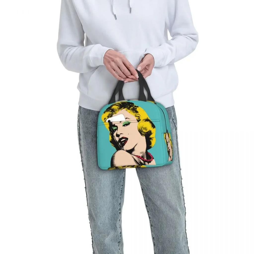 Pop Art Zlatý Warholův svačinový box Opakovaně použitelný Vodotěsný Termo chladící Jídlo Zlatá Dívka Monroe Izolovaná svačinová taška pro Ženy Pracovní tašky