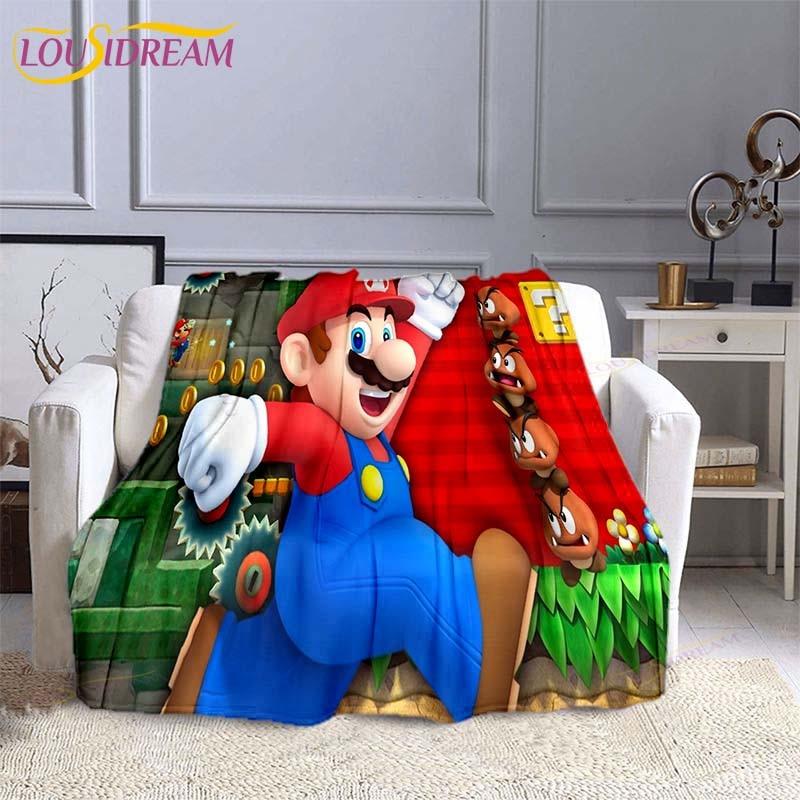 Mario Bros Fashion Blanket Anime Flannel Bed Throw Blanket Soft 3D Printed Cartoon Coverlet Sofa Travel Camping Children Blanket