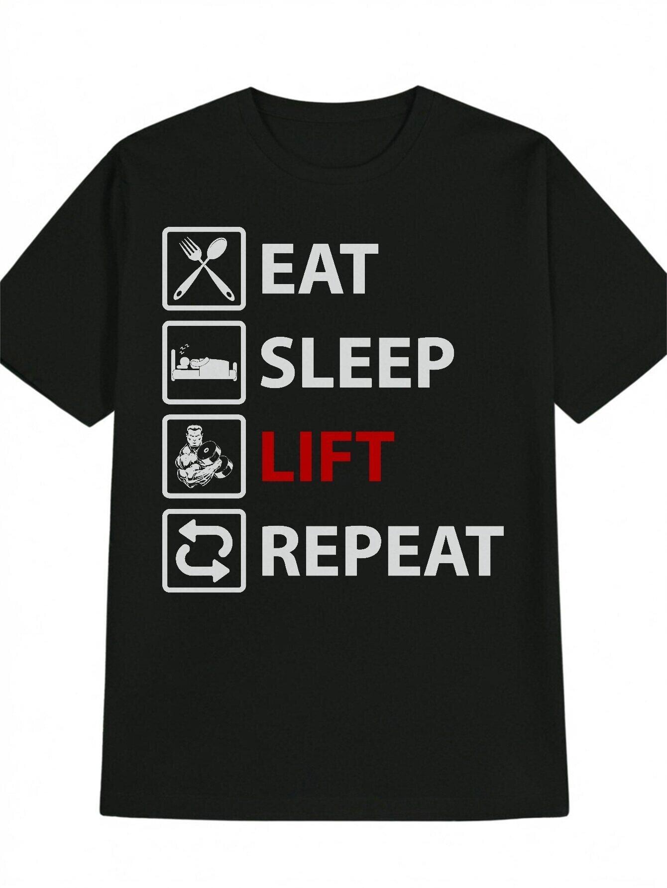 Top Pick Mens 3X Large Eat Sleep Lift Repeat Gym TShirt S