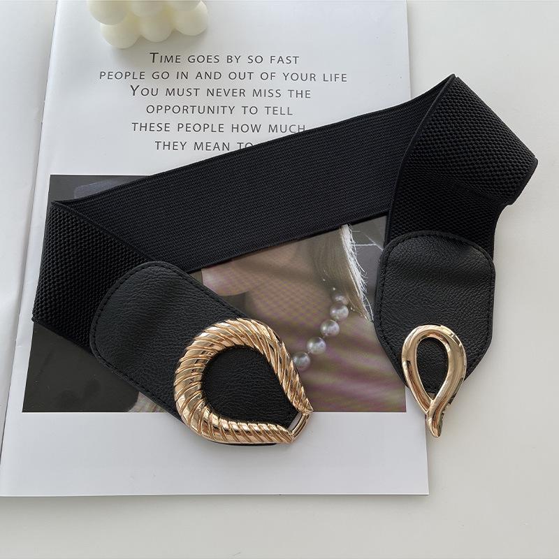 Versatile Black Elastic Wide Waist Belt For Women Enhancing Dress Styles With Features Slimming