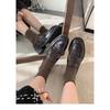 Sheepskin Version~ Genuine Leather Round Head Thick Heel Thick Sole Women's Small Leather Shoes Single Shoes One Pedal Lazy Shoes