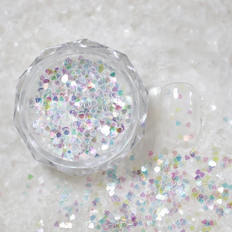 1Jar 1Mm Mini Sparkling Love Nail Glitter Sparkling Heart Nail Decoration Nail Salon Design Cute Accessories Diy Nail Art Design