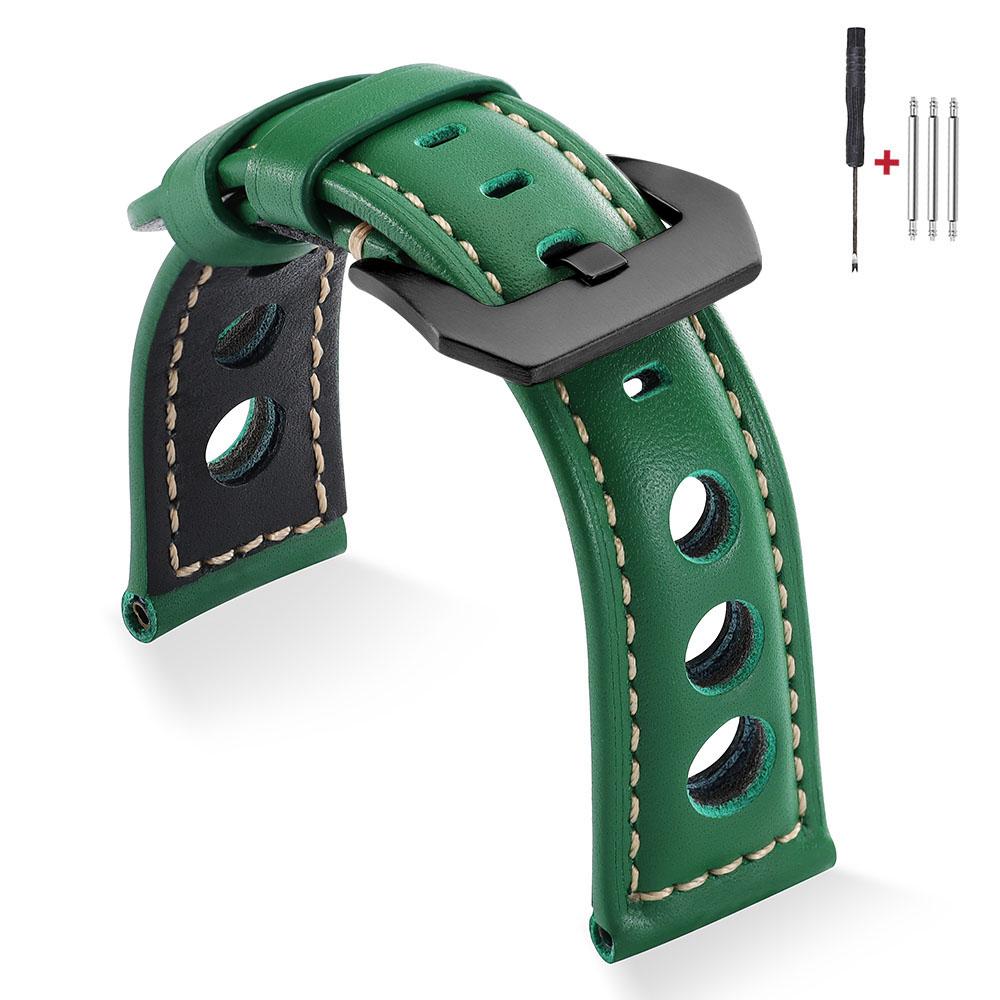 Vintage Cowhide Watch Strap Bracelet Breathable Genuine Leather 20mm 22mm 24mm 26mm Watchband Men's Watch Band with Pin Buckle
