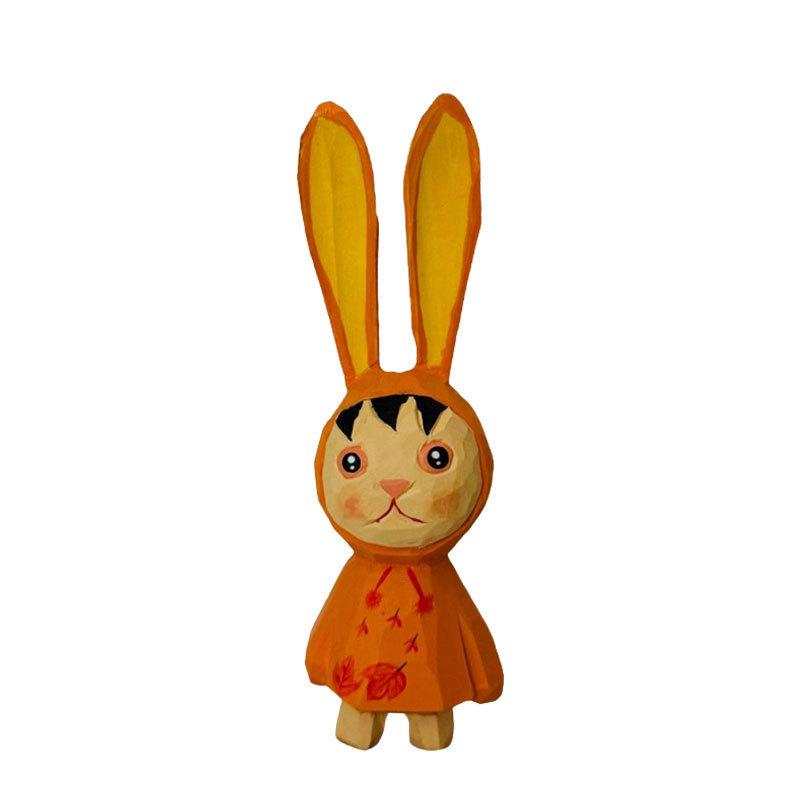 Wooden Bunny Car Stand With Long Ears For Gift And Home Office Decoration In Bright Colors