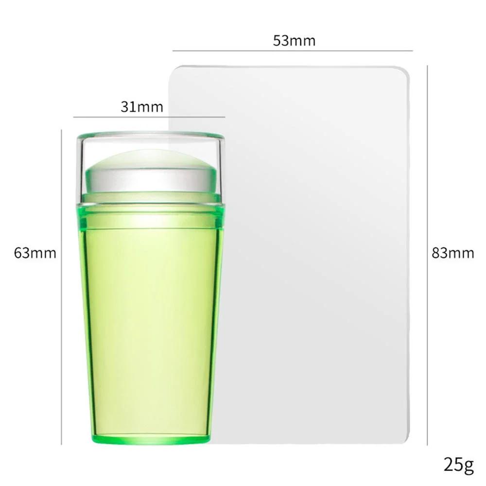 

DIY Transparent Silicone Nail Art Stamper Stamping Kit French Nail Transfer Pattern Scraper Stamp Set зелёный