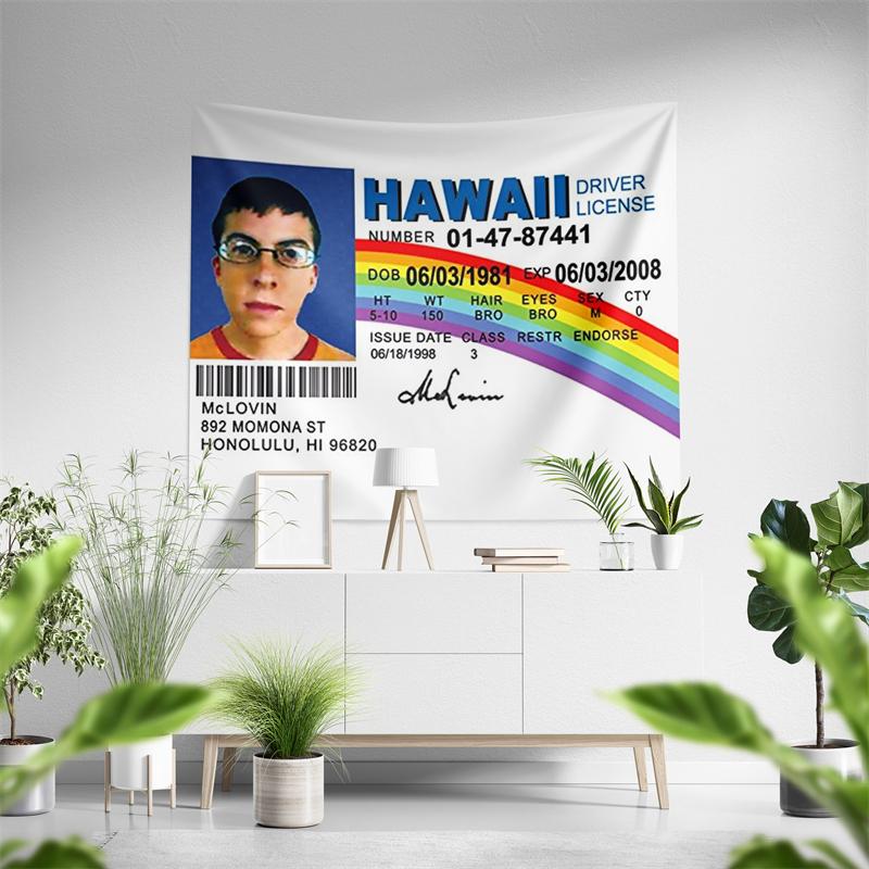 Aertemisi McLovin Fake ID Driver License Funny Meme Tapestry Wall Hanging Art for Bedroom Living Room College Dorm