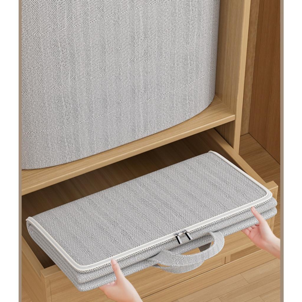 1 Velká krytá úložná taška, Odolná, Může uskladnit oblečení, deky, ložní prádlo, Organizér šetřící místo, Třídění a skladování oblečení