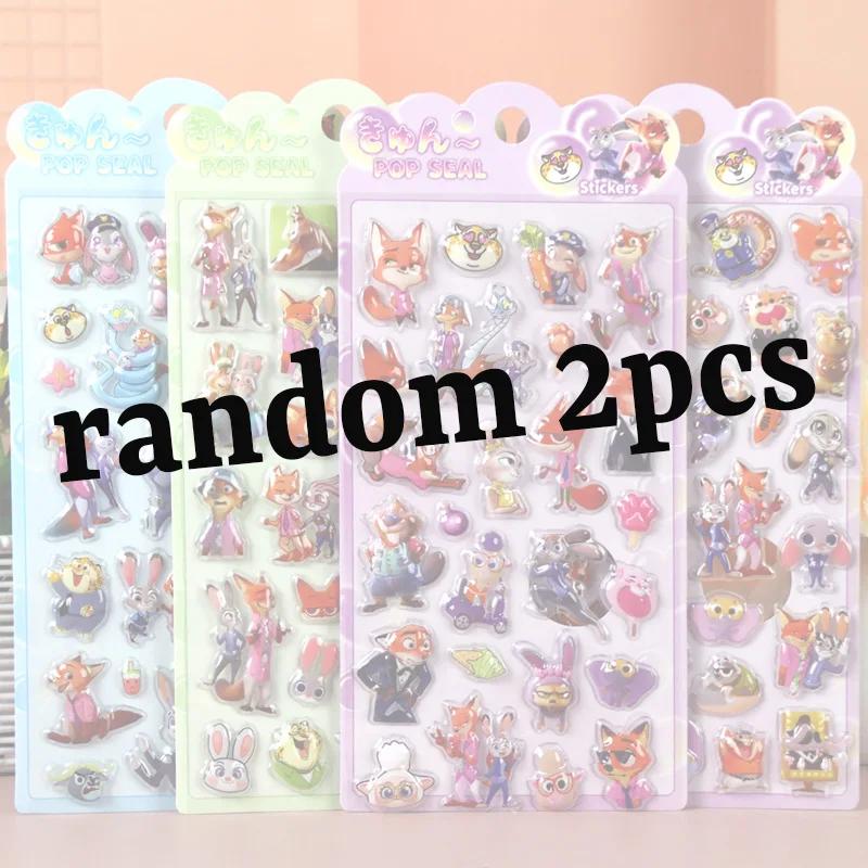 Zootopia 2 3D Jelly Sticker Disneys Gary Judith Nick Anime Stationery Kids Notebook Crystal Paster Decoration Children Toys Gift