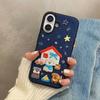 Fashion Denim Fabric Embroidery Puppy Dog Phone Case For iPhone 16 15 13 14 Pro Max Shockproof Back Cover Shell