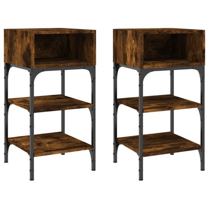VidaXL Bedside Tables 2pcs Smoked Oak 35x34.5x70 C Engineered Wood 825888