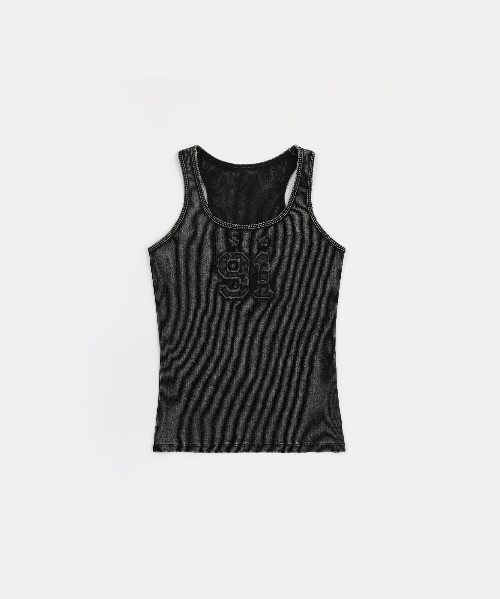 Bad Blood Rusty Denim Tank Top - Black S