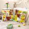 Easter Decoration Throw Pillow Covers Golden Spring Floral Bunny Eggs Holiday Decorative Pillowcases for Sofa Couch Home Decor