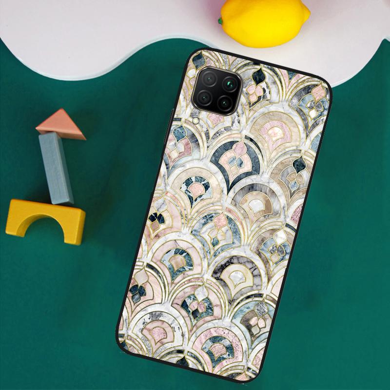 Muted Moroccan Mosaic Tiles For Huawei Nova 11i 12s 12i 8i 7i Y73 Y70 Y90 Y60 Y72 Y61 Y91 9 10 SE P30 Pro P40 Lite Case