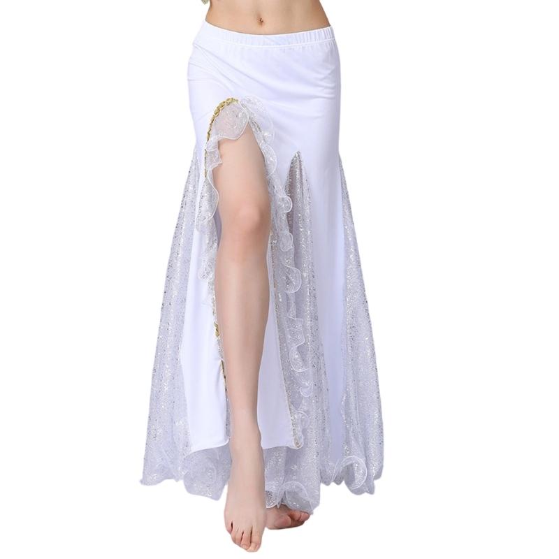 Belly Dance Skirt Sequins Slit Tribal Bellydance Skirts Belly Dancer Costumes for Women Carnival Outfit Dancing Skirt