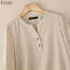 ZANZEA Women Casual V-Neck Solid Color 3/4 Sleeve Blouse