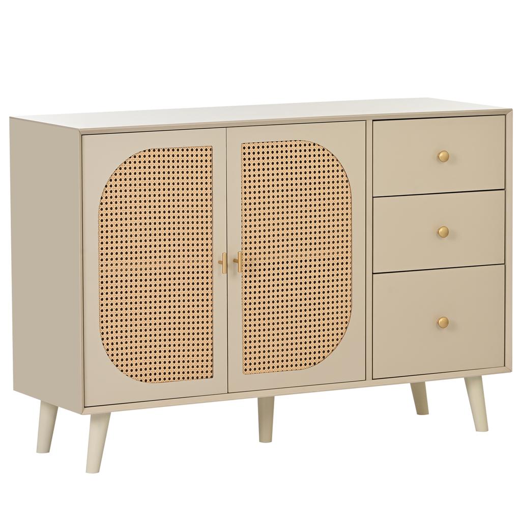 [CHANGE IMAGE]Dining Room Living Room Sideboard Storage TV Table with Doors and Drawers with Large Storage Space Off-white Cream Width 120 Cm