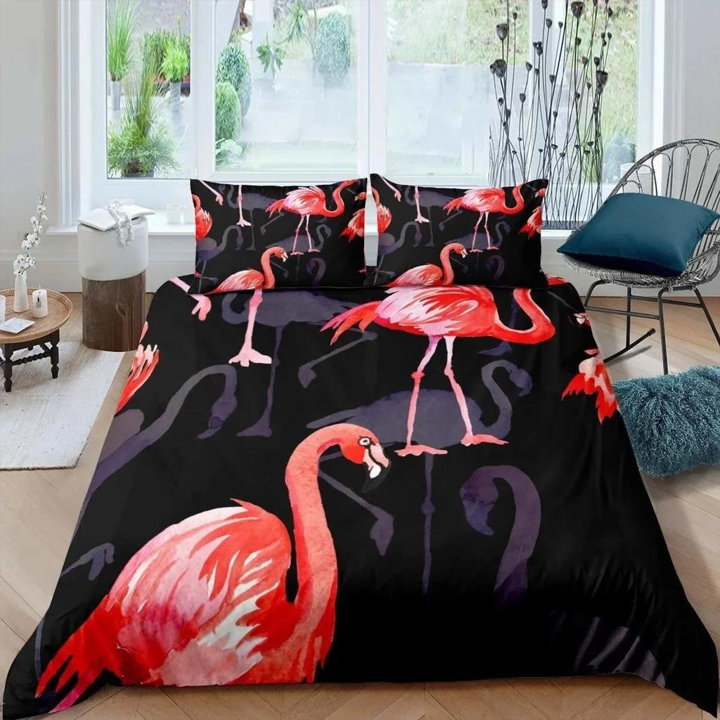 3D Print Flamingo Flowers Tropical Animal 3D Duvet Cover Bedding Set Comforter Linen Pillowcases Single Double Twin King Queen