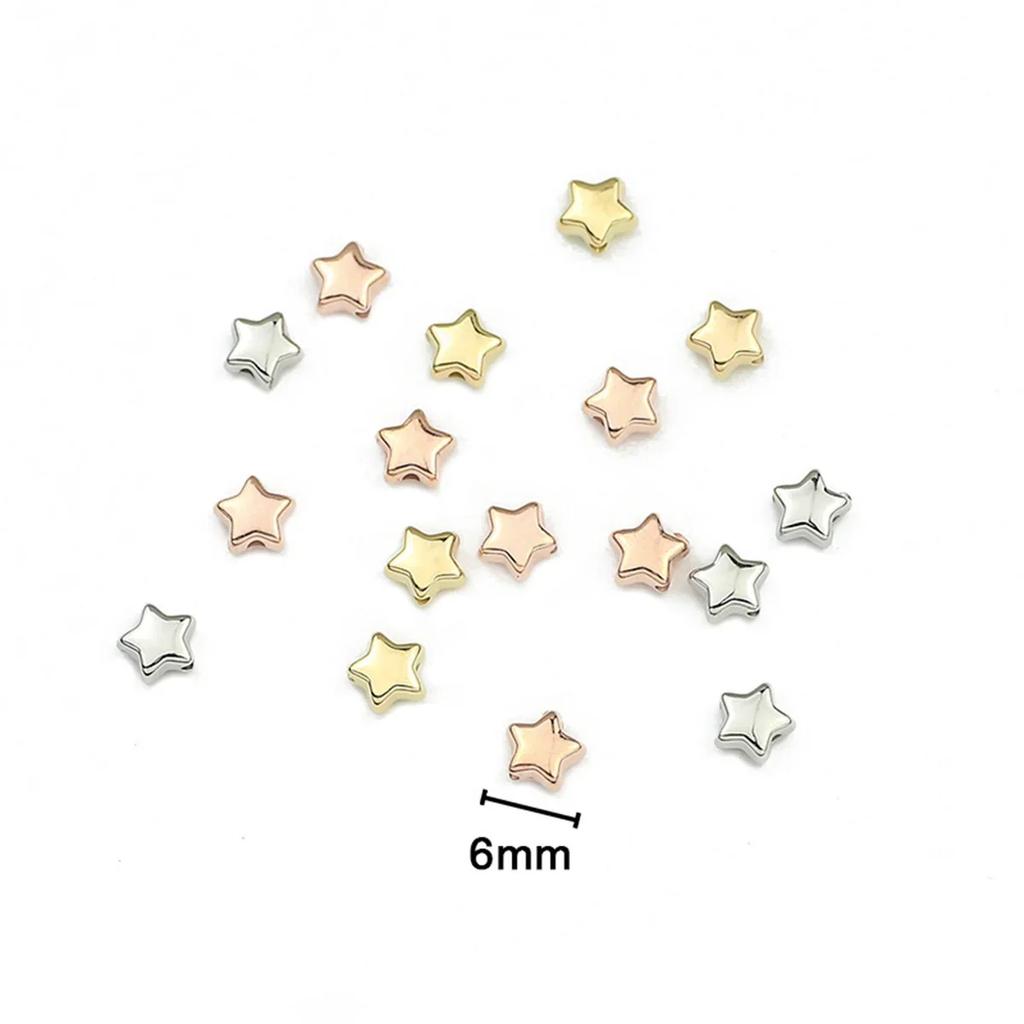 TX22 6/10/12mm 50pcs Solid Color Manual Alien Star Shape Beaded Exquisite Charm Plated Beads Jewelry DIY Bracelets Accessories