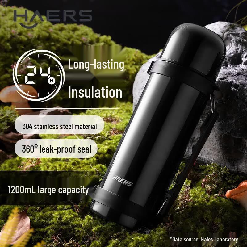 HAERS Bullet Thermos Bottle for Men, 304 Stainless Steel