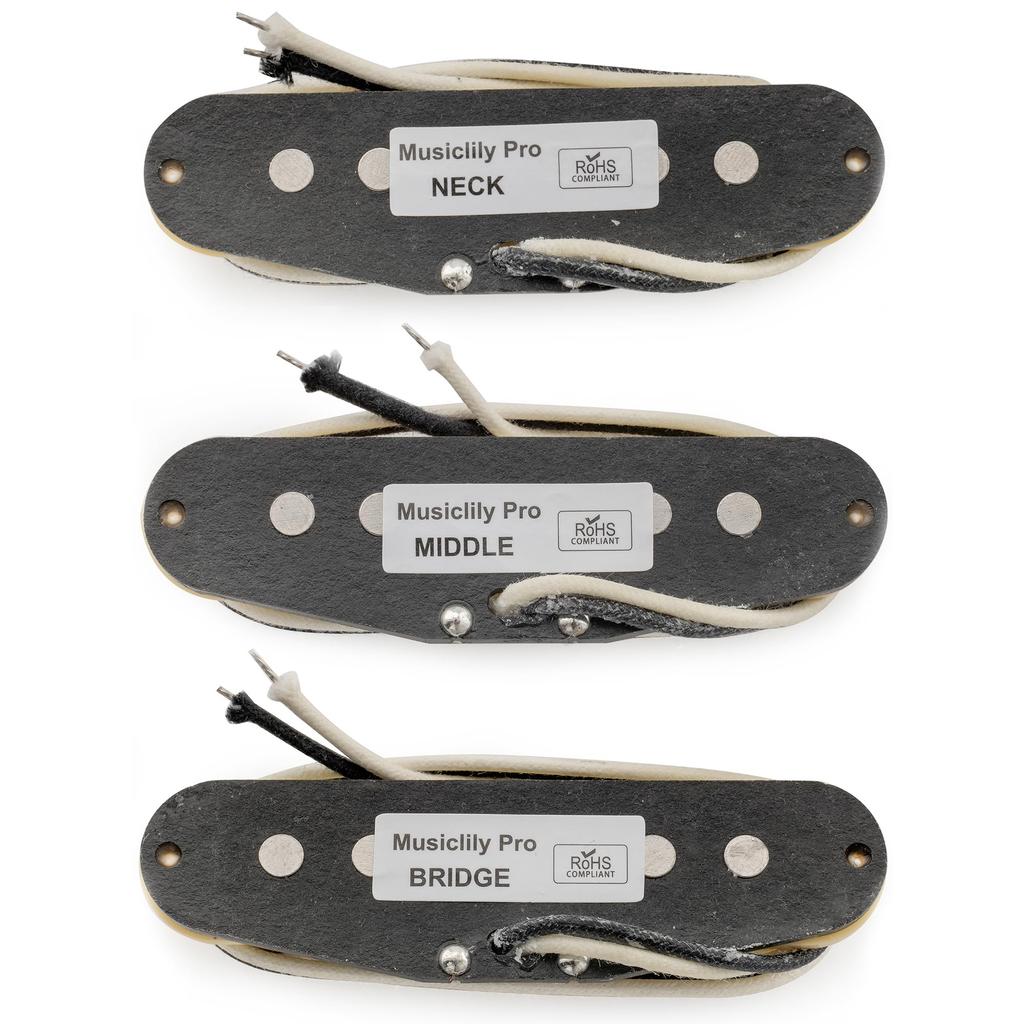 Musiclily Pro Alnico 5 Staggered Single Coil Pickups and for Strat Electric Cream ST-50S (Neck, Middle, Bridge) Guitars,