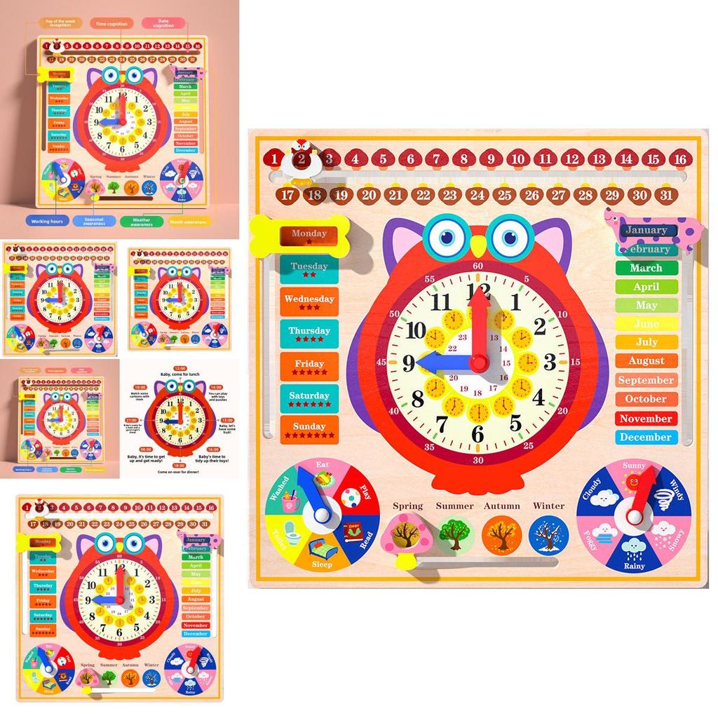 Wooden Calendar Clock Puzzle For Kids Educational Learning Toy For Preschool