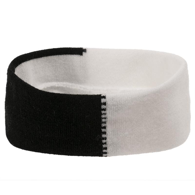 European and American Striped Knitted Hat Pullover Hat Autumn and Winter Headband Set Warm Black and White Element Cow Wool Hat