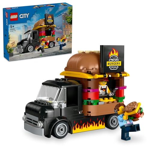 LEGO City Burger Truck Toy, Birthday Gift, Educational Building Blocks, for Boys and Girls, Ages 5, 6, 7, and 8, Vehicle, Miniature Car, Model Car, 60