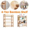 4-Tier Bamboo Bookshelf Multi-Function Storage Shelves Reusable Free-Standing Display Rack for Bathroom Kitchen Living Room