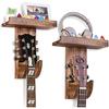 Pacote Suporte de Parede para Guitarra, Montagem com Prateleira, Porta Palhetas, Suporte de Madeira para Pendurar para Acústica