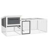 Fir Wood Chicken Coop with House, Nesting Box and Outdoor Area, 214x101x91.5 cm, Grey