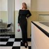 Off Shoulder Casual Dress Knitwear Maxi Dress Female Slim Elegant Fashion Autumn 2025 Ribbed Knit Dress For Women Long Dress