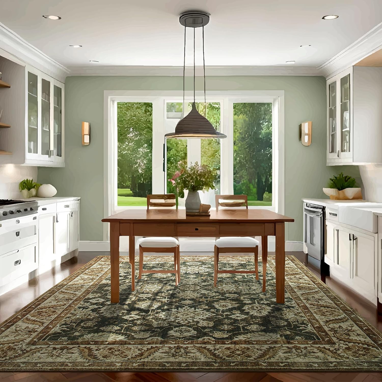 

New Vintage Floral Rugs Soft Accent Large Area Rug Fluffy Carpet for Bedroom Living Room Home Decor Floor Mat 122x183cm коричневый