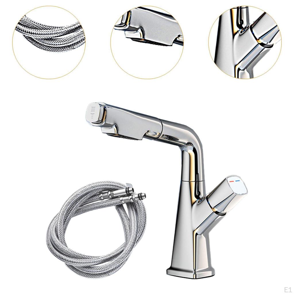 Basin Faucet for Bathroom Sink Pull Out Spray Fashionable Kitchen Tap Dorm