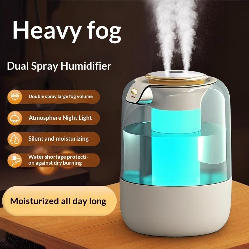 Model Air Humidifier For Home Use, Air Humidifier Usb Large Capacity Double Spray Digital Display 7-Color Light Humidifier