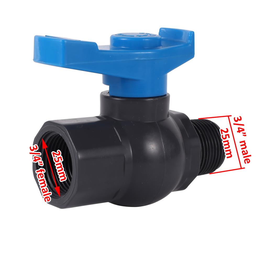 PVC-Kugelhahn-Regler 3/4"1" PVC-Verbindungskugelhahn Innengewinde auf Außengewinde Ventil Gartenwasserversorgung Schalter