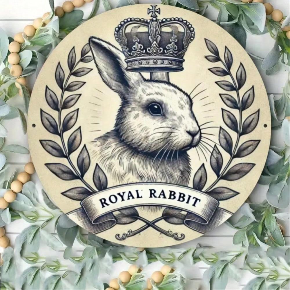 Flat Print Metal Art Easter Bunny Crown Wall Decor For Home Room Door