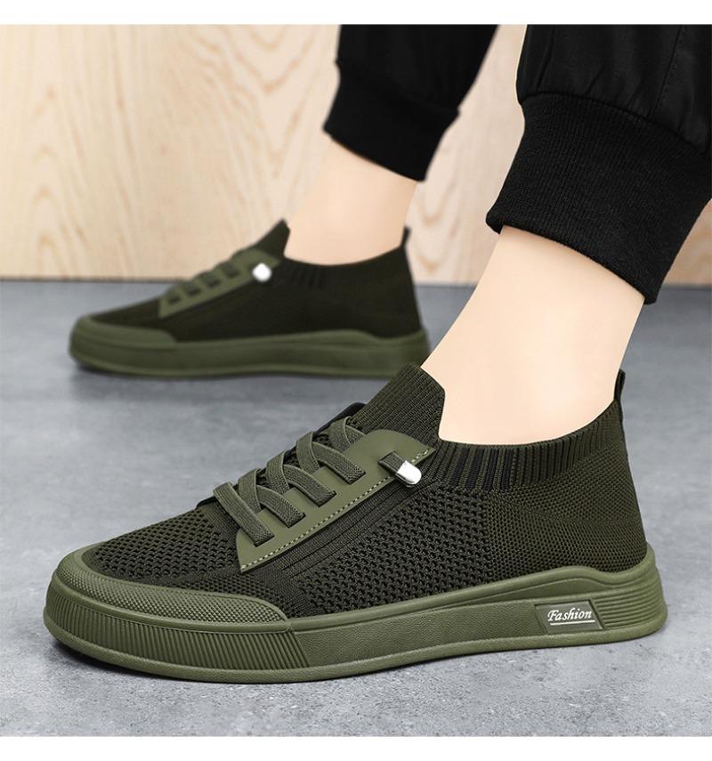 

Мода 2025 летняя мода сетчатые дышащие туфли мужские однотонные на мягкой подошве повседневные кроссовки на шнуровке повседневные кеды 44 зелёный