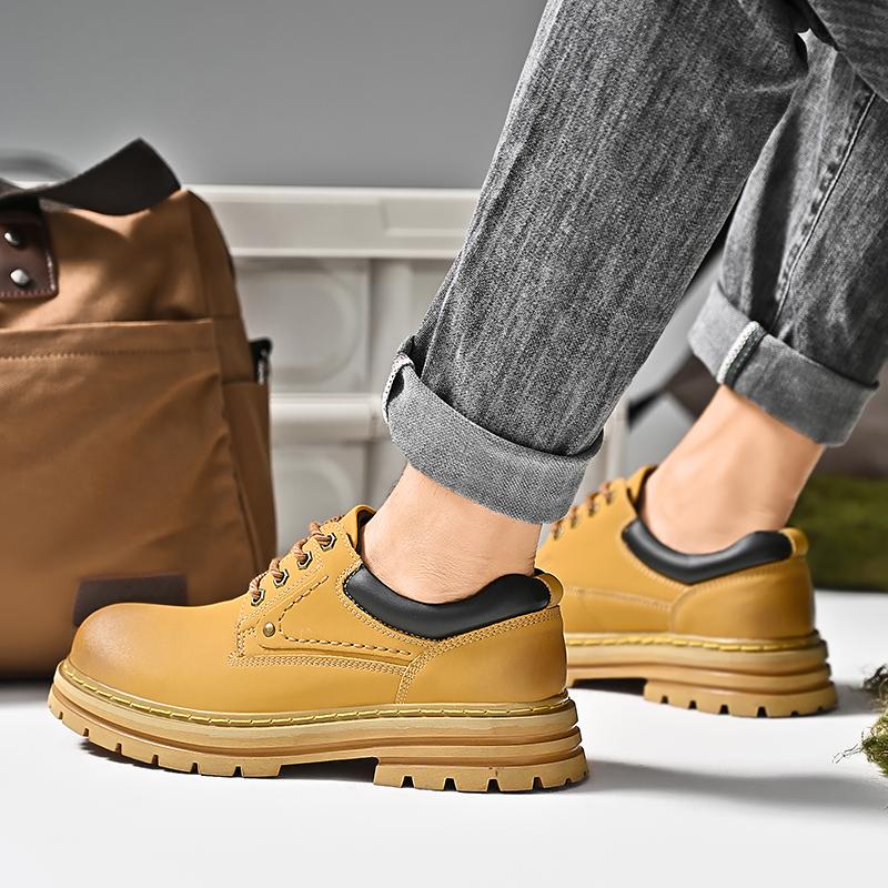 Men Handmade Shoes Waterproof Casual Leather Shoes Men's Shoes Genuine Leather Casual Outdoor Work Shoes